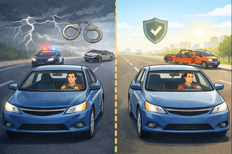 Illustration comparing two types of auto insurance coverage.